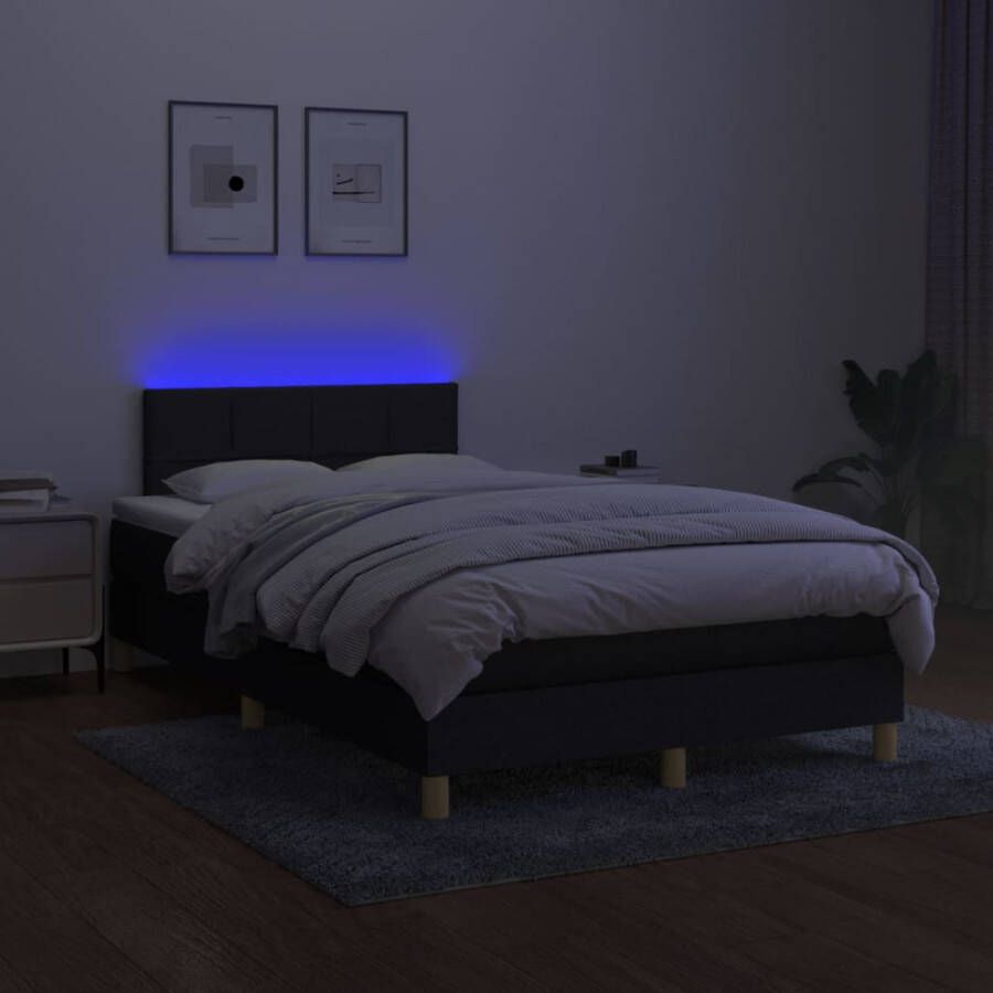 Vida XL Boxspring met matras en LED stof zwart 120x190 cm SKU: V3270097