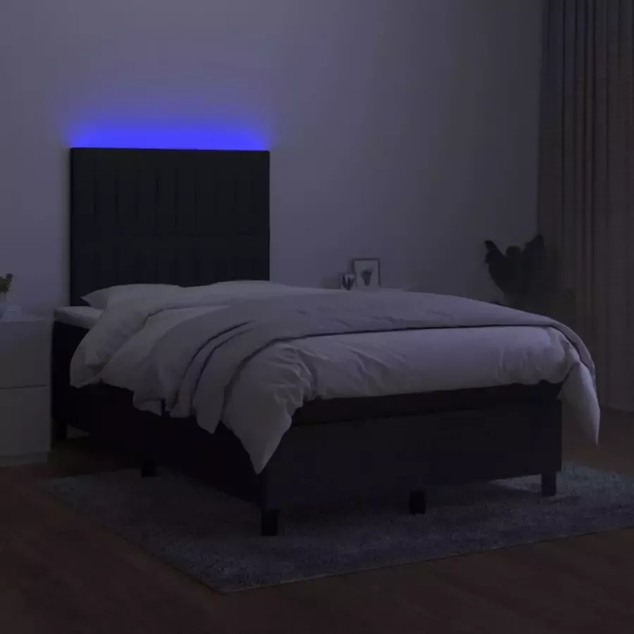 Vida XL Boxspring met matras en LED stof zwart 120x200 cm SKU: V3135103 - Foto 2