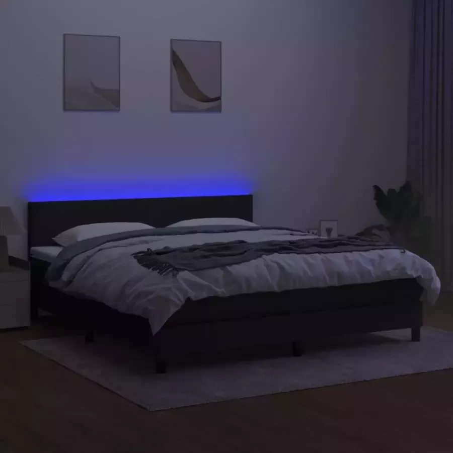 VidaXL -Boxspring-met-matras-en-LED-stof-zwart-160x200-cm - Foto 2