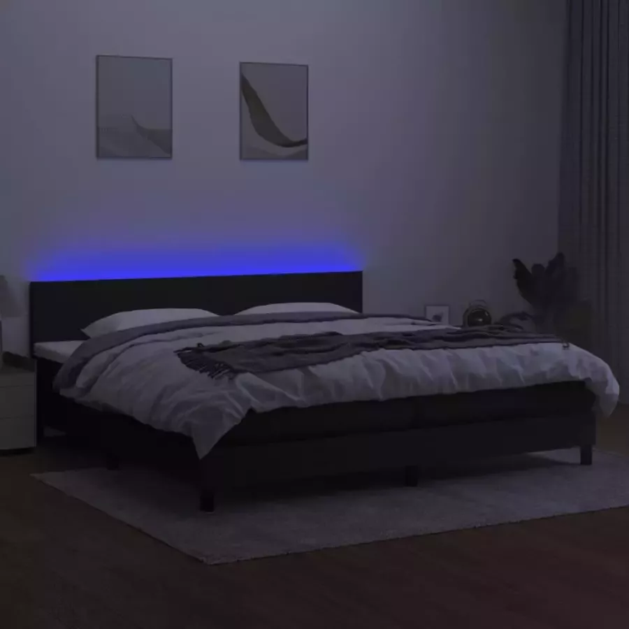VidaXL -Boxspring-met-matras-en-LED-stof-zwart-200x200-cm - Foto 3