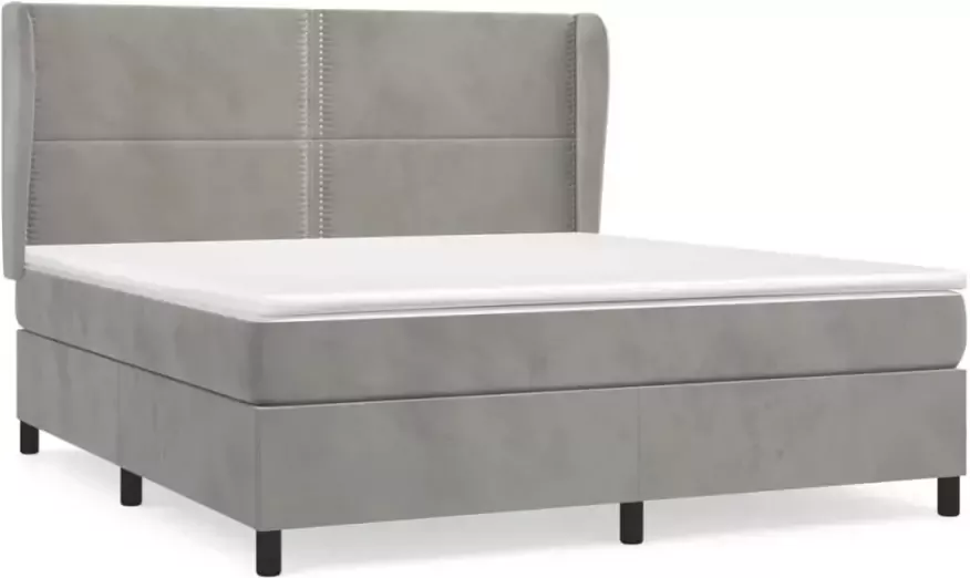 VidaXL -Boxspring-met-matras-fluweel-lichtgrijs-180x200-cm - Foto 5