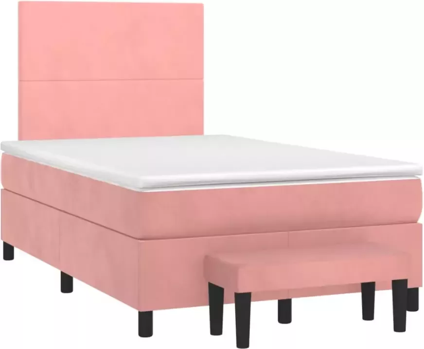 VidaXL -Boxspring-met-matras-fluweel-roze-120x200-cm - Foto 4