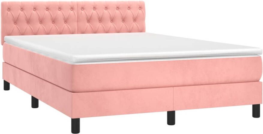 VidaXL -Boxspring-met-matras-fluweel-roze-140x200-cm - Foto 3