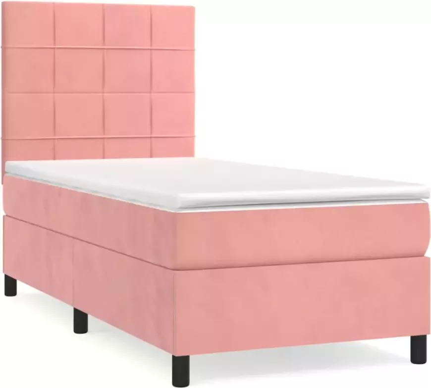 VidaXL -Boxspring-met-matras-fluweel-roze-90x200-cm - Foto 3