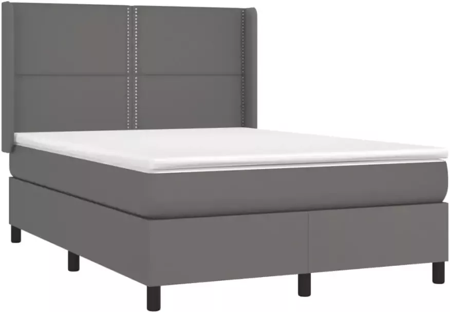 VidaXL -Boxspring-met-matras-kunstleer-grijs-140x200-cm - Foto 4