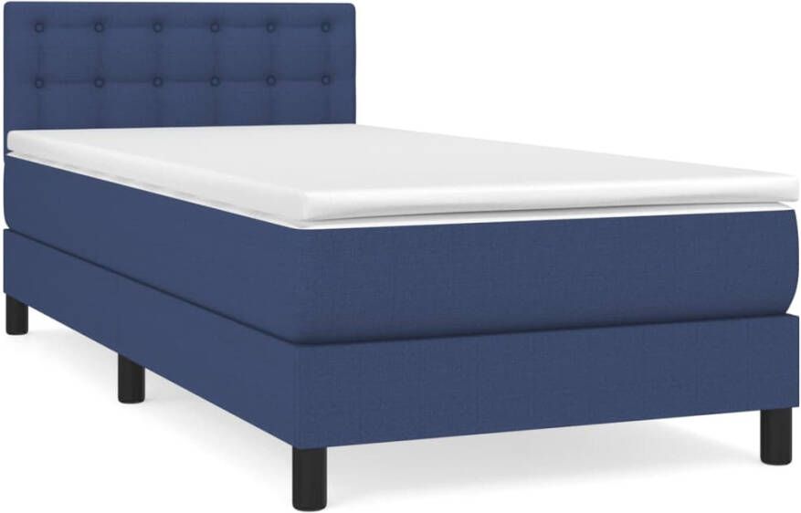 VidaXL -Boxspring-met-matras-stof-blauw-90x190-cm - Foto 3