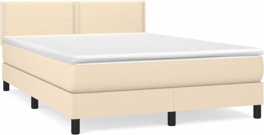 VidaXL -Boxspring-met-matras-stof-crèmekleurig-140x190-cm - Foto 4