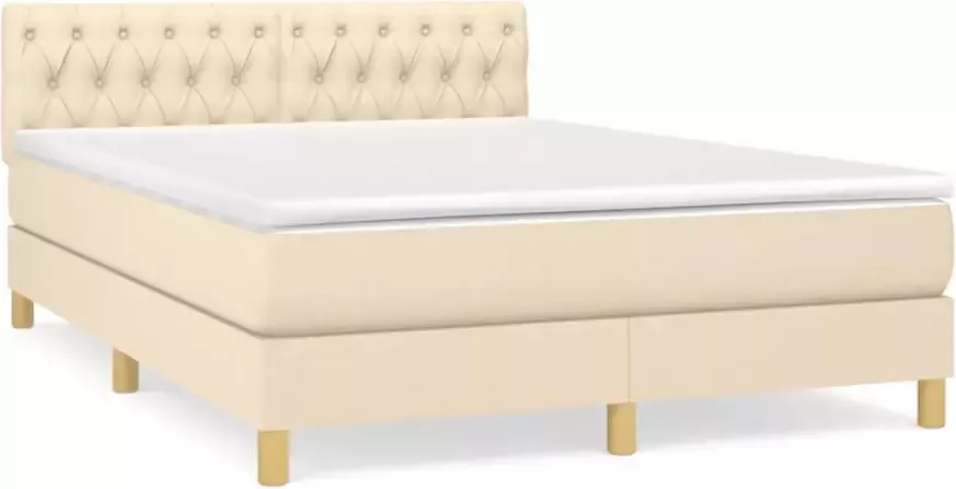 VidaXL -Boxspring-met-matras-stof-crèmekleurig-140x190-cm - Foto 5