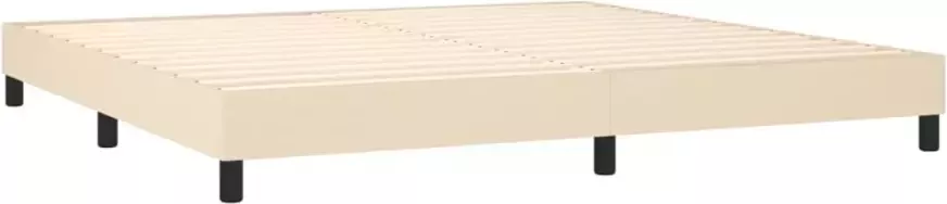 VidaXL Boxspring met matras stof crÃ¨mekleurig 200x200 cm - Foto 5