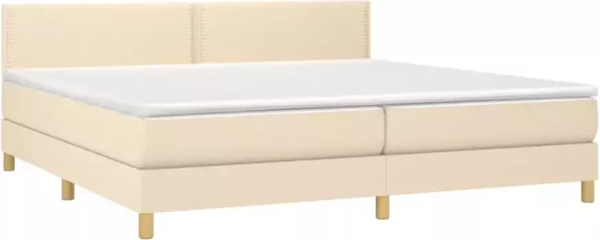 VidaXL Boxspring met matras stof crÃ¨mekleurig 200x200 cm - Foto 3