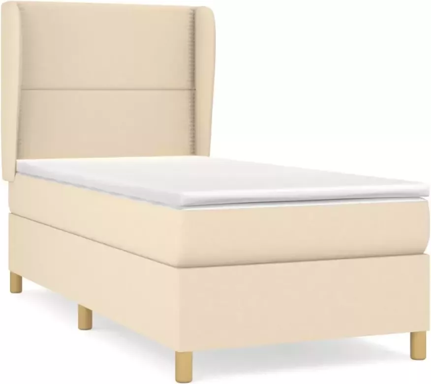 VidaXL Boxspring met matras stof crÃ¨mekleurig 90x190 cm - Foto 3