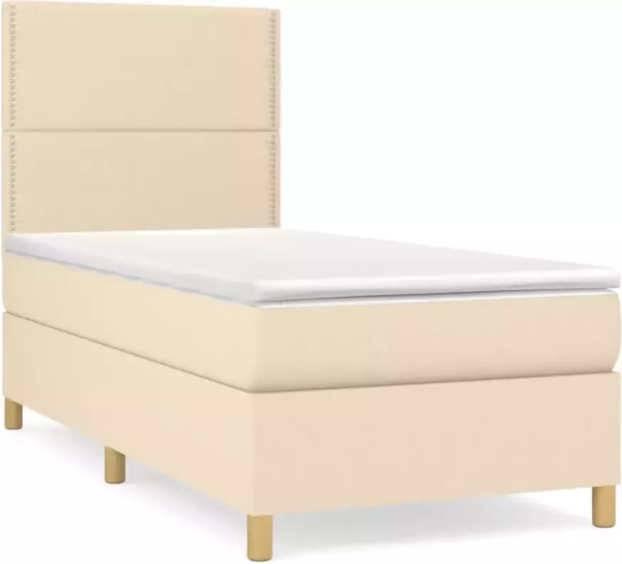 VidaXL Boxspring met matras stof crÃ¨mekleurig 90x190 cm - Foto 3