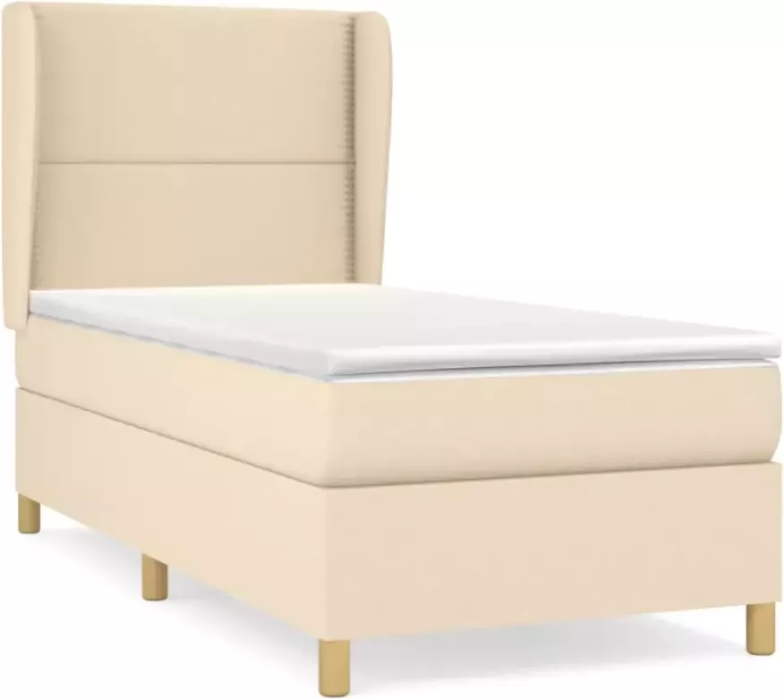 VidaXL Boxspring met matras stof crÃ¨mekleurig 90x200 cm - Foto 6