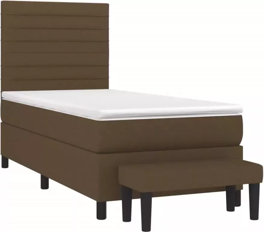 VidaXL -Boxspring-met-matras-stof-donkerbruin-90x190-cm - Foto 5