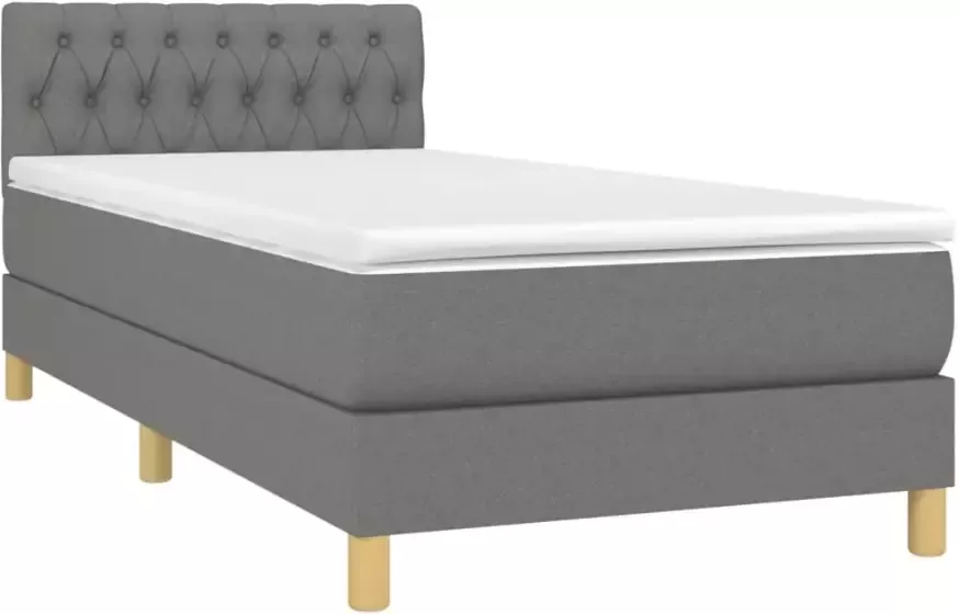 VidaXL -Boxspring-met-matras-stof-donkergrijs-100x200-cm - Foto 5