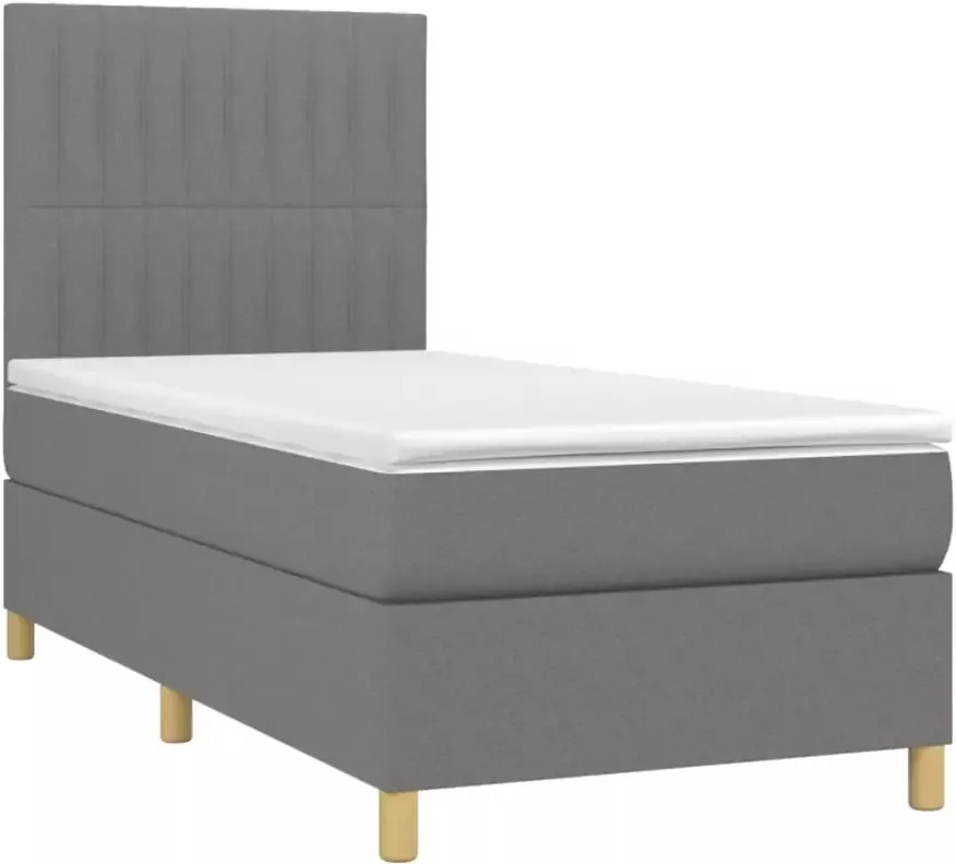 Vida XL Boxspring met matras stof donkergrijs 100x200 cm SKU: V3141994 - Foto 3