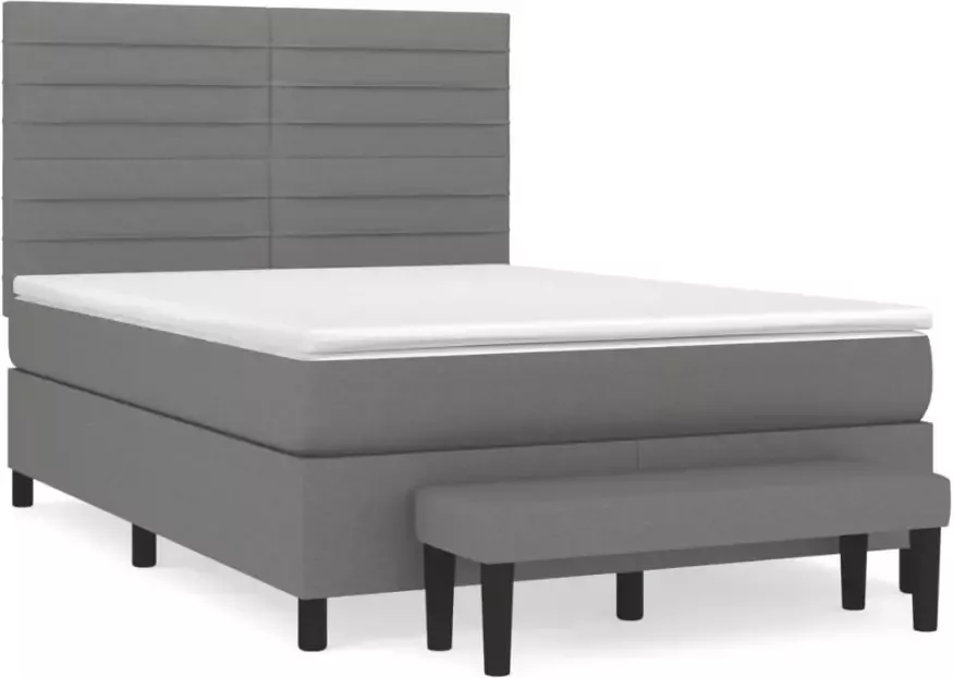 VidaXL -Boxspring-met-matras-stof-donkergrijs-140x200-cm - Foto 4