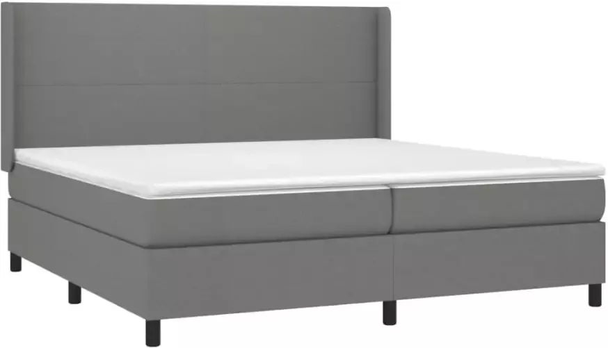 VidaXL -Boxspring-met-matras-stof-donkergrijs-200x200-cm - Foto 4