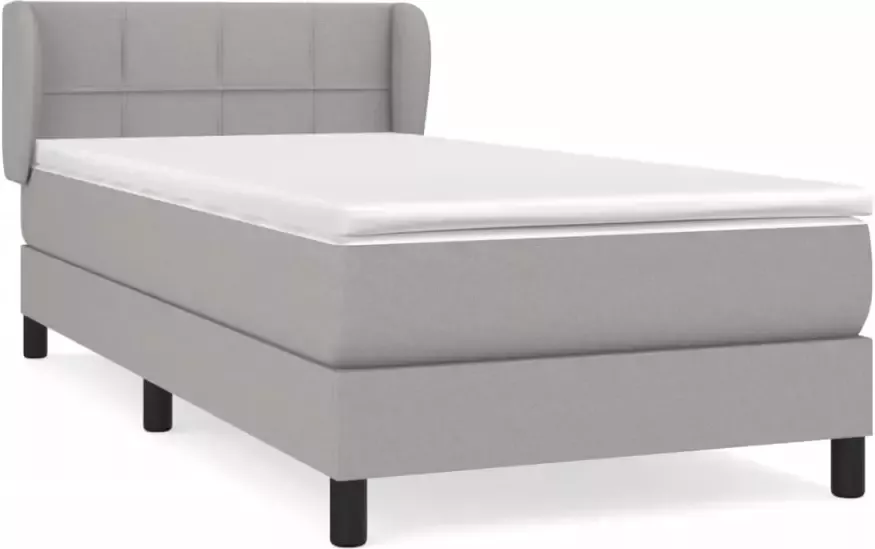 Vida XL Boxspring met matras stof lichtgrijs 100x200 cm SKU: V3126621 - Foto 3
