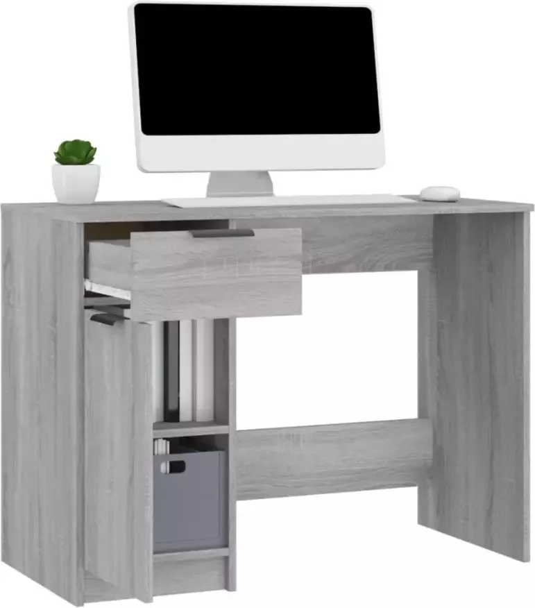 VidaXL -Bureau-100x50x75-cm-bewerkt-hout-grijs-sonoma-eikenkleurig - Foto 2