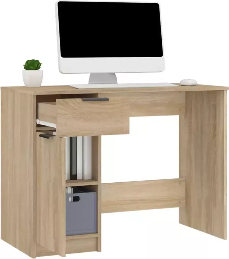 VidaXL -Bureau-100x50x75-cm-bewerkt-hout-sonoma-eikenkleurig - Foto 2