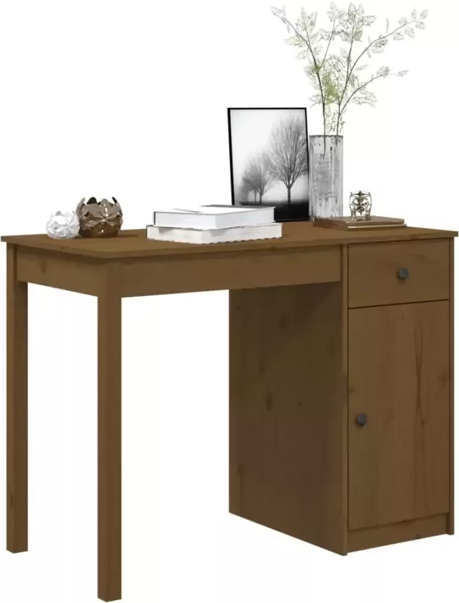 VidaXL -Bureau-100x50x75-cm-massief-grenenhout-honingbruin - Foto 5