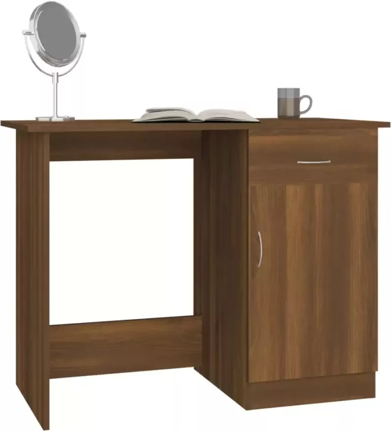 VidaXL -Bureau-100x50x76-cm-bewerkt-hout-bruineikenkleurig - Foto 2