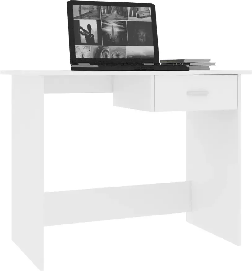 VidaXL -Bureau-100x50x76-cm-bewerkt-hout-wit - Foto 1