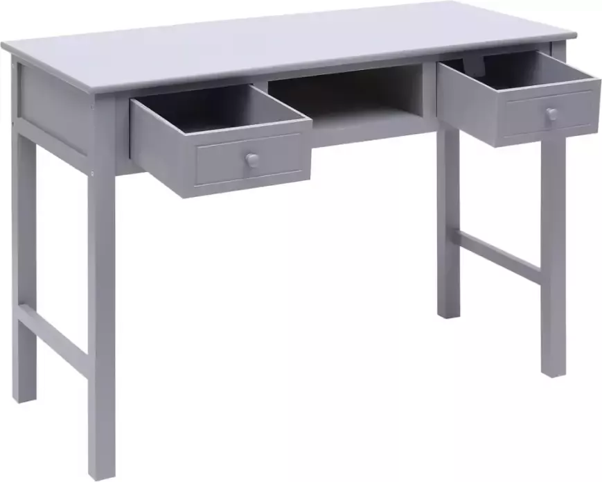 VidaXL -Bureau-108x45x76-cm-massief-paulowniahout-grijs - Foto 3