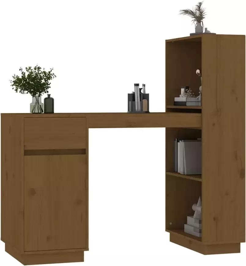 VidaXL -Bureau-110x53x117-cm-massief-grenenhout-honingbruin - Foto 3