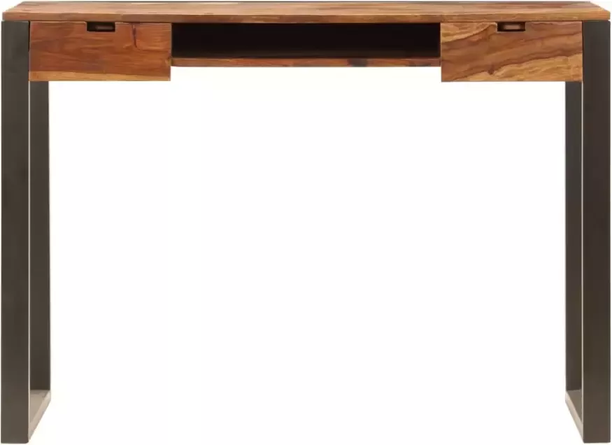 VidaXL -Bureau-110x55x78-cm-massief-sheeshamhout-en-staal - Foto 2