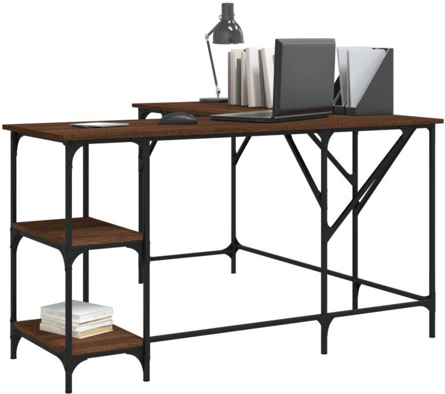 VidaXL -Bureau-139x139x75-cm-bewerkt-hout-bruineikenkleurig