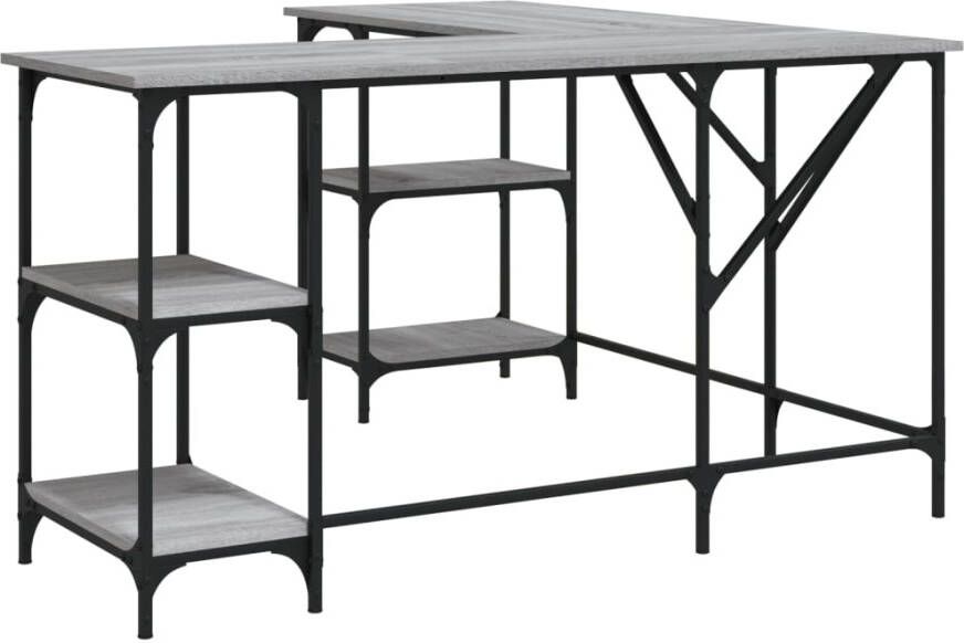 VidaXL -Bureau-139x139x75-cm-bewerkt-hout-grijs-sonoma-eikenkleurig - Foto 4