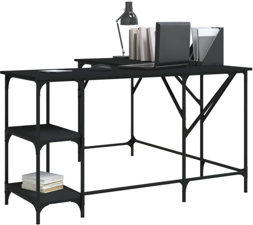 VidaXL -Bureau-139x139x75-cm-bewerkt-hout-zwart