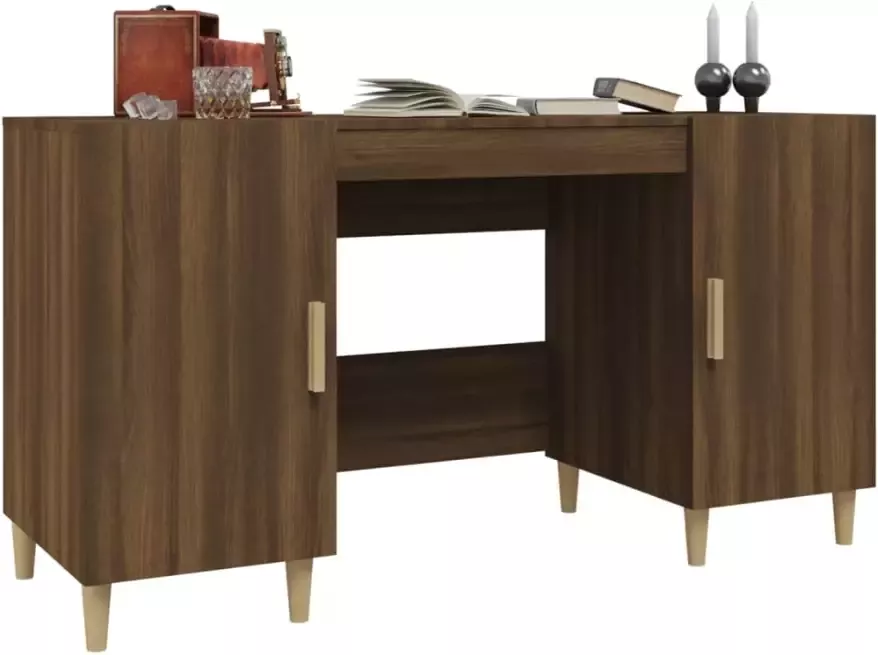 VidaXL -Bureau-140x50x75-cm-bewerkt-hout-bruineikenkleurig - Foto 2