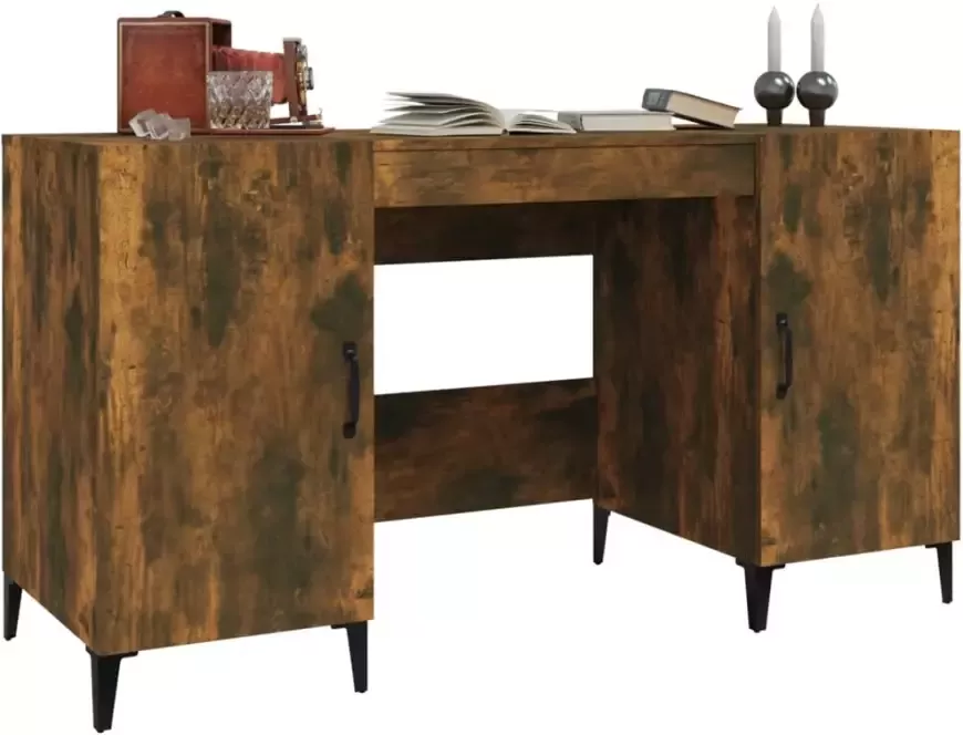 VidaXL -Bureau-140x50x75-cm-bewerkt-hout-gerookt-eikenkleurig - Foto 2