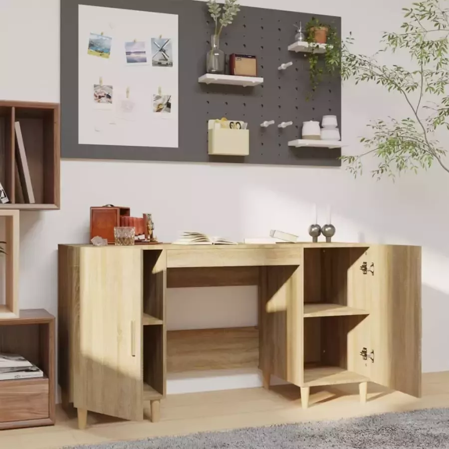 VidaXL -Bureau-140x50x75-cm-bewerkt-hout-sonoma-eikenkleurig - Foto 2