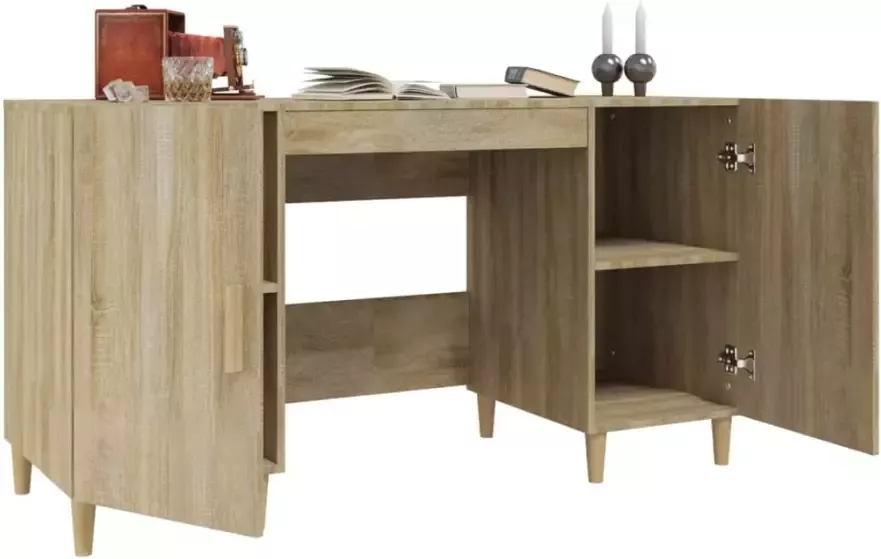 VidaXL -Bureau-140x50x75-cm-bewerkt-hout-sonoma-eikenkleurig - Foto 4