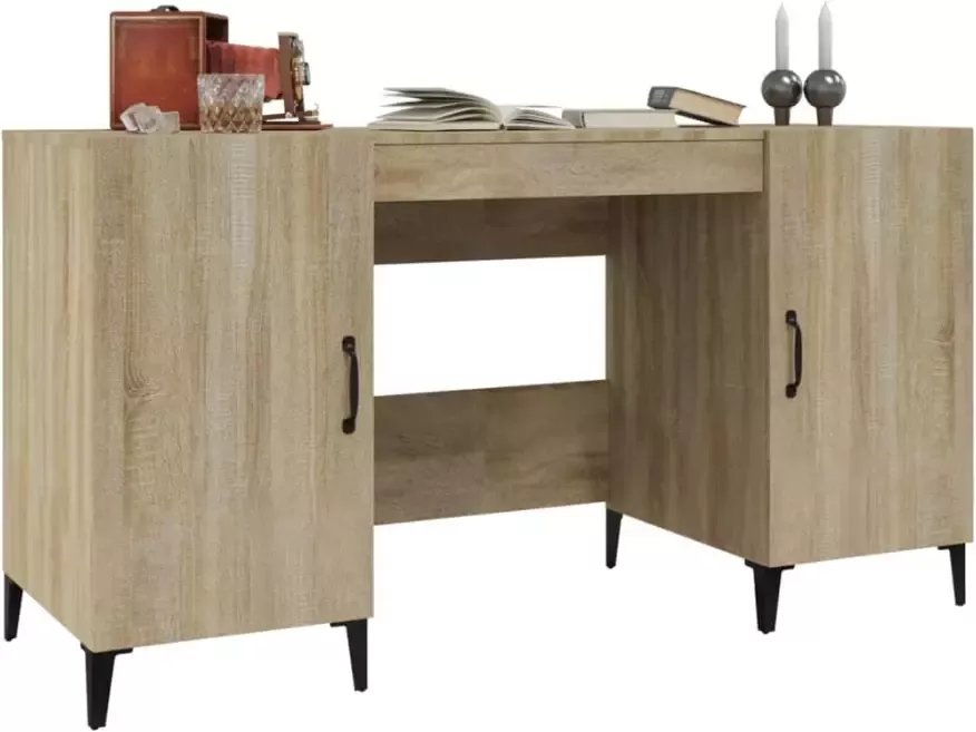 VidaXL -Bureau-140x50x75-cm-bewerkt-hout-sonoma-eikenkleurig - Foto 2