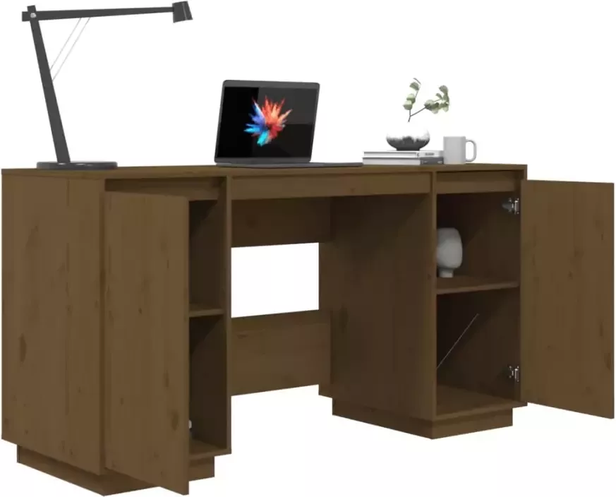 VidaXL -Bureau-140x50x75-cm-massief-grenenhout-honingbruin - Foto 2