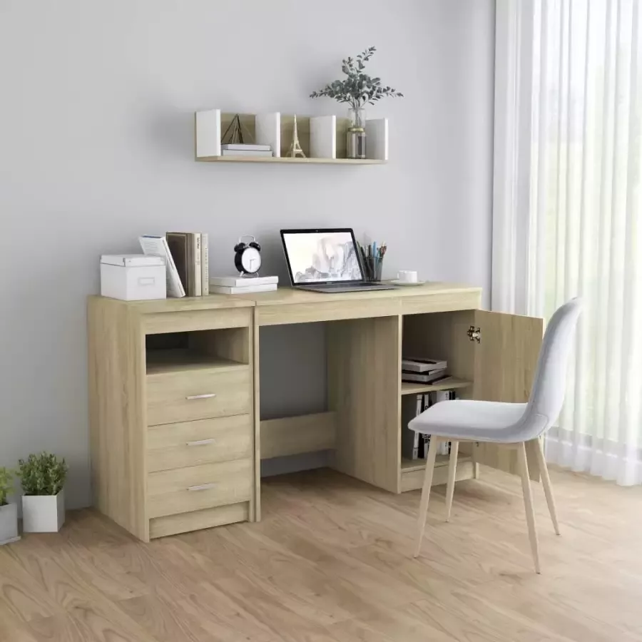 VidaXL -Bureau-140x50x76-cm-bewerkt-hout-sonoma-eikenkleurig - Foto 3