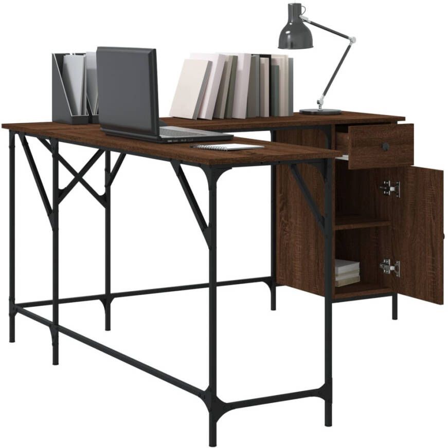 VidaXL -Bureau-141x141x75-cm-bewerkt-hout-bruineikenkleurig