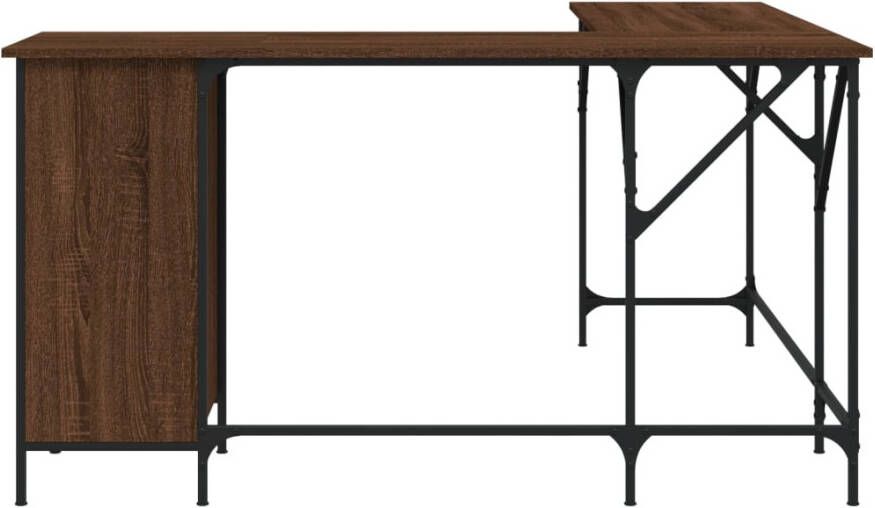 VidaXL -Bureau-141x141x75-cm-bewerkt-hout-bruineikenkleurig - Foto 4