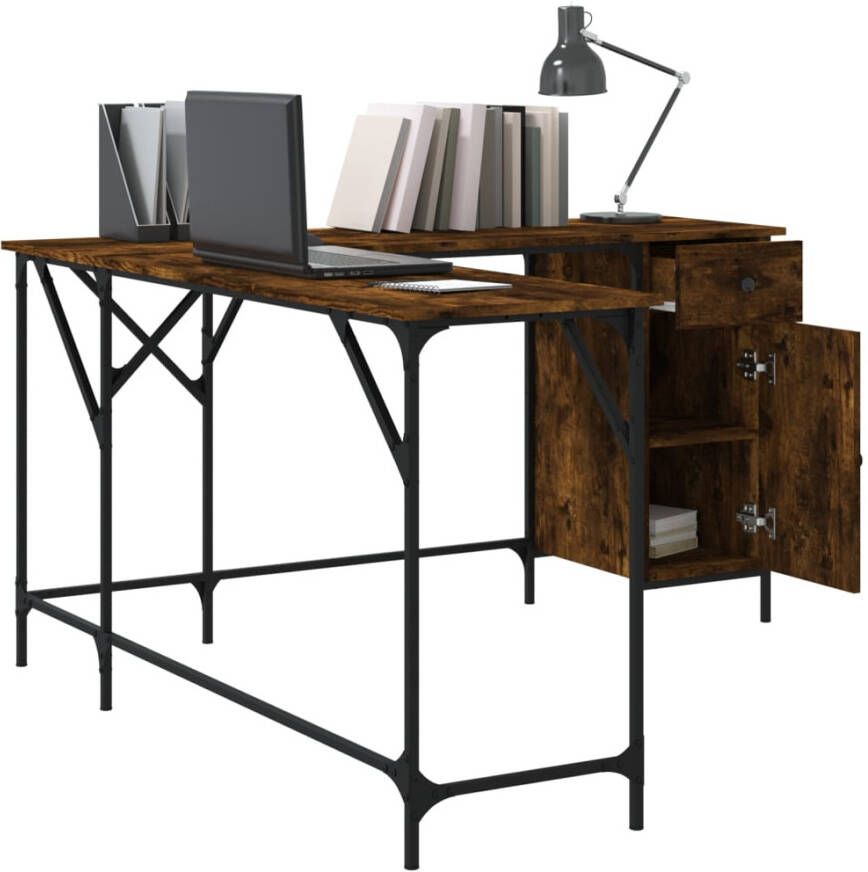 VidaXL -Bureau-141x141x75-cm-bewerkt-hout-gerookt-eikenkleurig