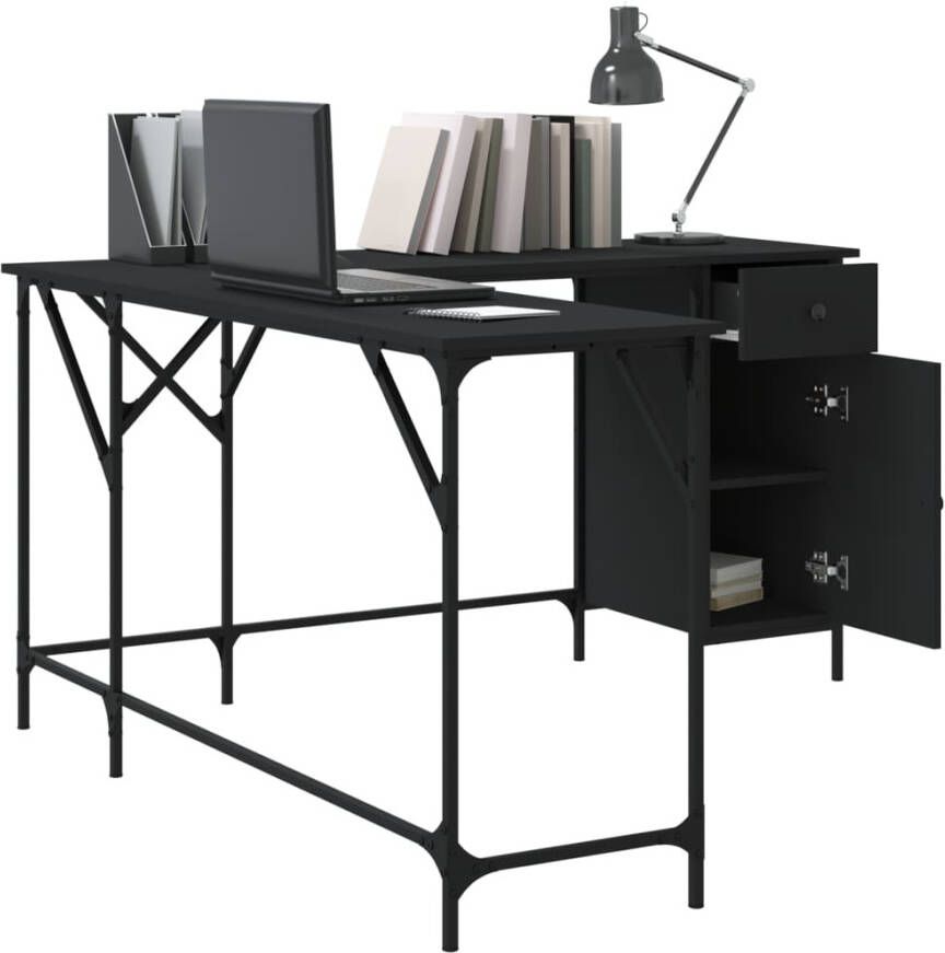 VidaXL -Bureau-141x141x75-cm-bewerkt-hout-zwart