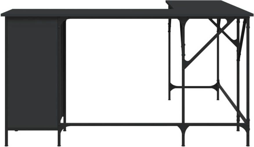 VidaXL -Bureau-141x141x75-cm-bewerkt-hout-zwart - Foto 4