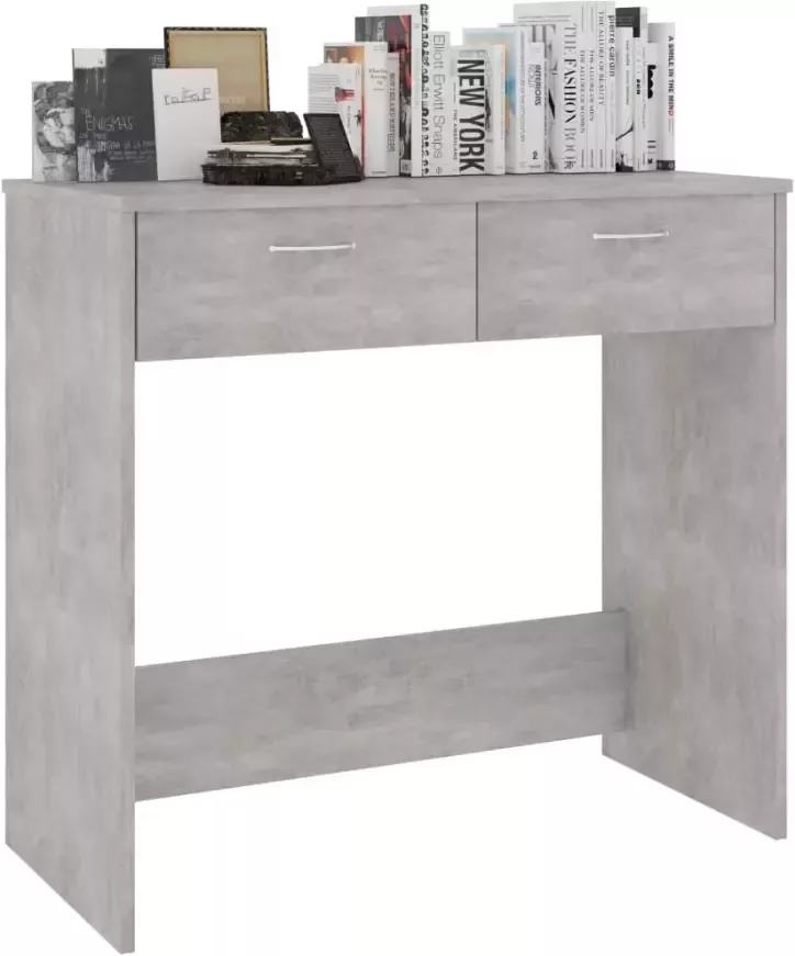 VidaXL -Bureau-80x40x75-cm-bewerkt-hout-betongrijs - Foto 4