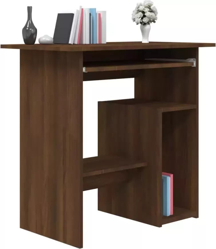 VidaXL -Bureau-80x45x74-cm-bewerkt-hout-bruineikenkleurig - Foto 4