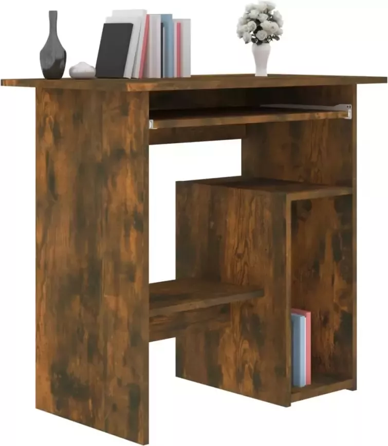 VidaXL -Bureau-80x45x74-cm-bewerkt-hout-gerookt-eikenkleurig - Foto 5