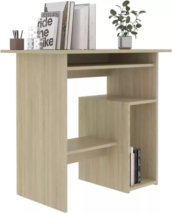 VidaXL -Bureau-80x45x74-cm-bewerkt-hout-sonoma-eikenkleurig - Foto 4